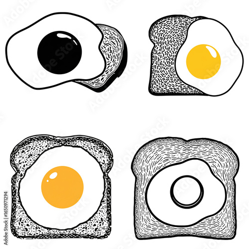 Enjoy simple joys with delightful sunny-side up eggs on toast art, perfect for breakfast or brunch menus