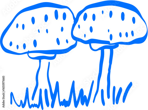 Mushroom pair forest drawing