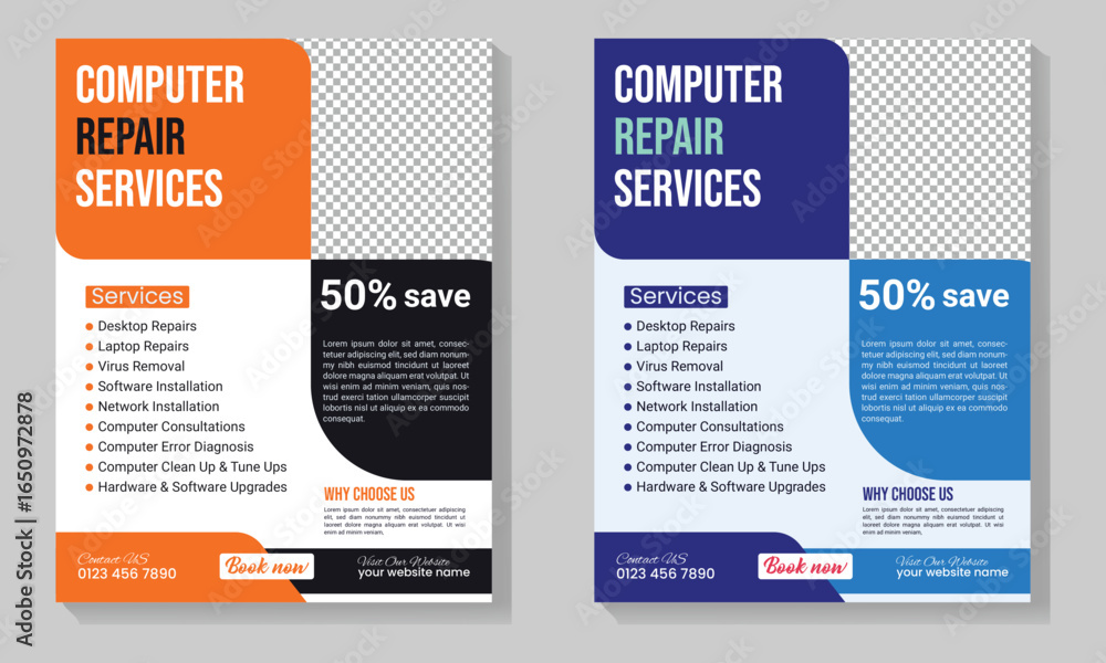 Obraz premium computer repair Service flyer Template