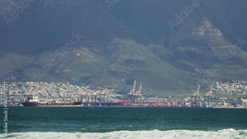 View of Cape Town Cargo Port and Ships from the Ocean