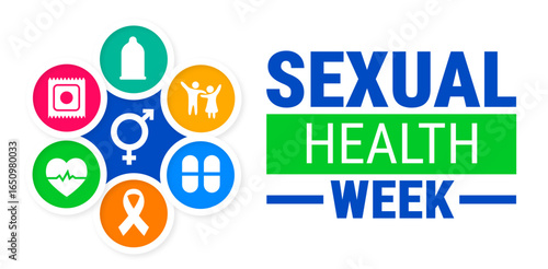 Sexual Health Week background, banner, card or poster design template is observed every year during September, to raise awareness about the mission. Vector illustration