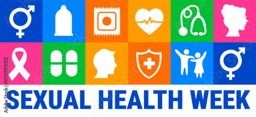 Sexual Health Week Geometric shape pattern background, banner, card or poster design template is observed every year during September, to raise awareness about the mission. Vector illustration.