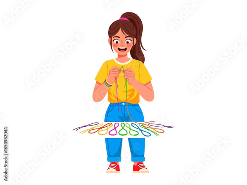 Creative Crafting: A young individual focused on creating unique jewelry, the scene captures the essence of artistic expression.