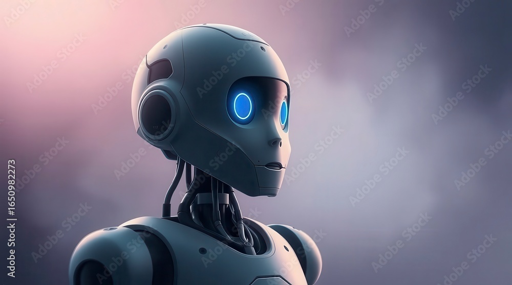 Fototapeta premium Intelligent Robot with Glowing Eyes