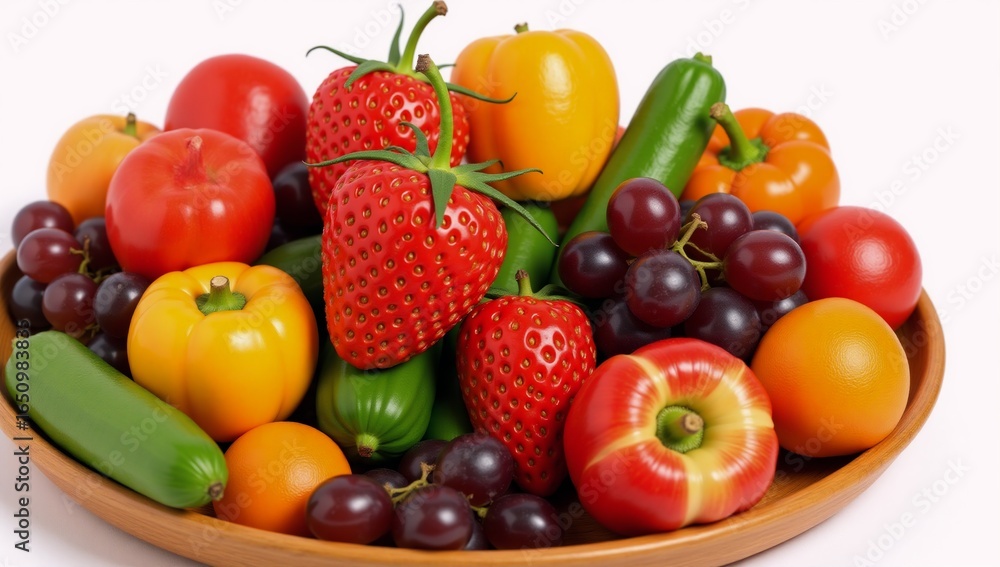 Concept illustration showcasing a healthy eating scene with fresh fruits and vegetables Concept illustration showcasing a healthy eating scene with fresh fruits and vegetables