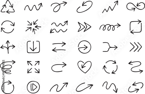 hand drawn arrows, sketch arrow vector, doodle navigation set, rough arrow doodles, casual arrow icons, freehand arrows, doodle pointer symbols, sketch arrows collection, informal arrow doodles, navig