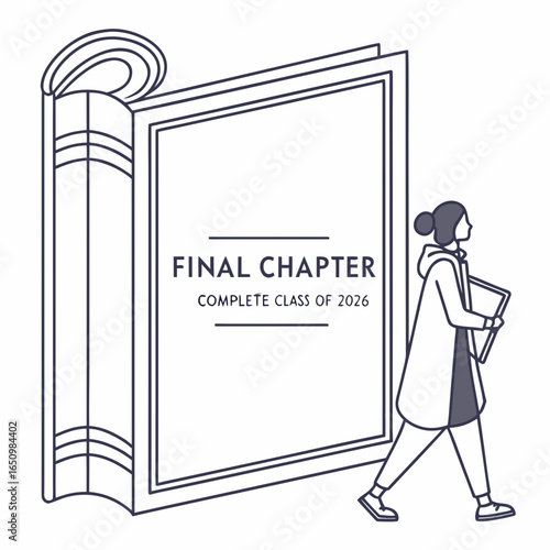 Graduation book and student walking learning