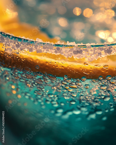 Close-up of citrus spritz with salt rim