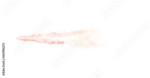 Transparent realistic fire smoke car or rocket. Isolated. White red missile or bullet trail. Space rocket launch trail. Jet aircraft track. Fire burst, explosion. Png illustration