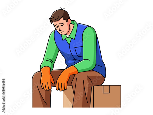 Weary Worker’s Burden: An illustration portrays a dejected individual, shoulders slumped, embodying weariness and the weight of daily challenges.