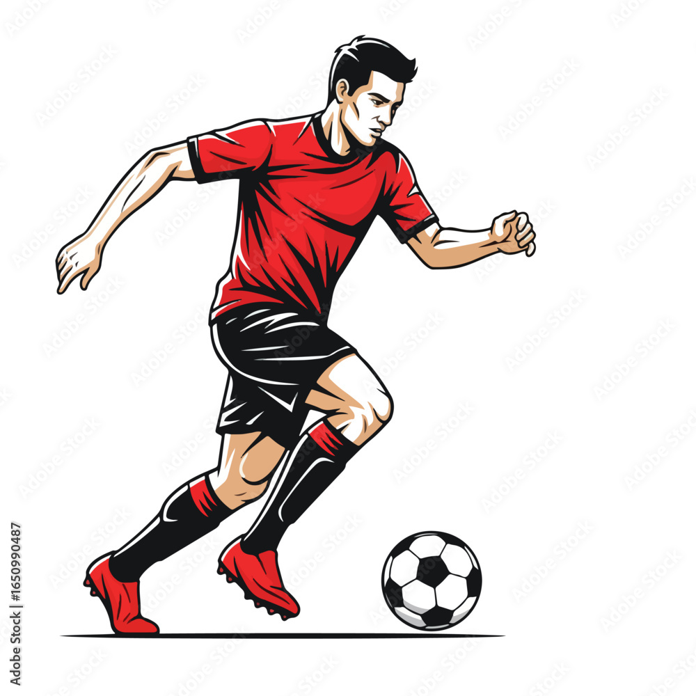 Naklejka premium Vector Illustration of Soccer Player in Action