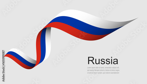 Russia flag on Waving ribbo...