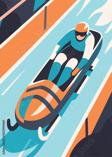 fast luge sport Illustrator Artwork design template poster