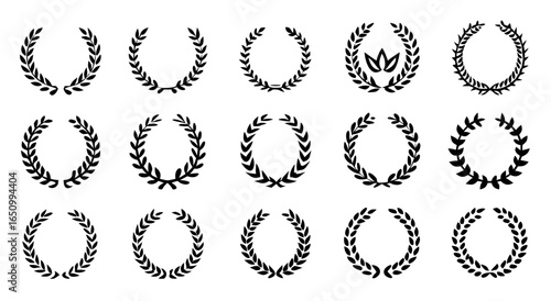 Collection of laurel wreath and crown emblem designs for awards and recognition