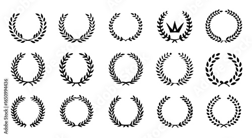 Collection of laurel wreath and crown emblem designs for awards and recognition