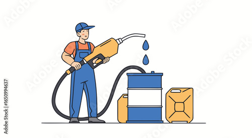 Fueling a barrel and canister with a dispenser nozzle dripping fuel drops