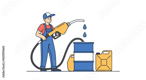 Fueling a barrel and canister with a dispenser nozzle dripping fuel drops