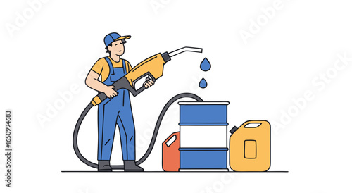 Fueling a barrel and canister with a dispenser nozzle dripping fuel drops