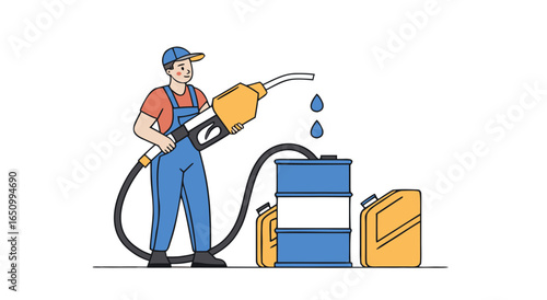 Fueling a barrel and canister with a dispenser nozzle dripping fuel drops