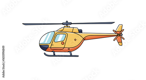 Flying high above in a bright yellow helicopter with a skilled pilot navigating the skies efficiently