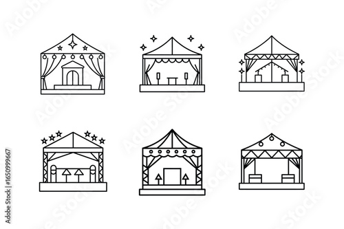 festival stage icon line art vector illustration