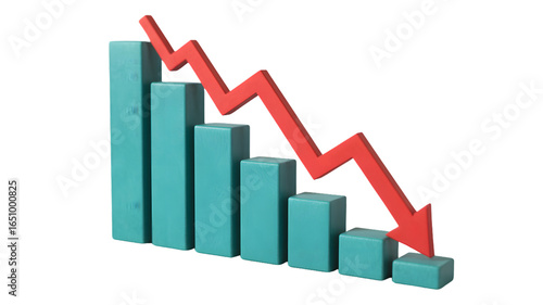 A bar graph with turquoise bars and a red arrow showing a downward trend against a black background Free Download A bar graph with turquoise bars and a red arrow showing a downward trend against a black background - GFXLoad