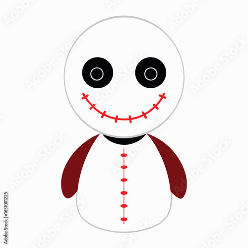 Creepy cracked pale white doll with a vintage unsettling halloween aesthetic