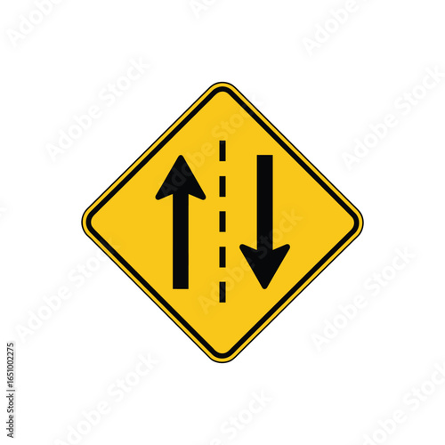 Warning traffic sign merging lane road symbol vector on white background Free Download Warning traffic sign merging lane road symbol vector on white background - GFXLoad