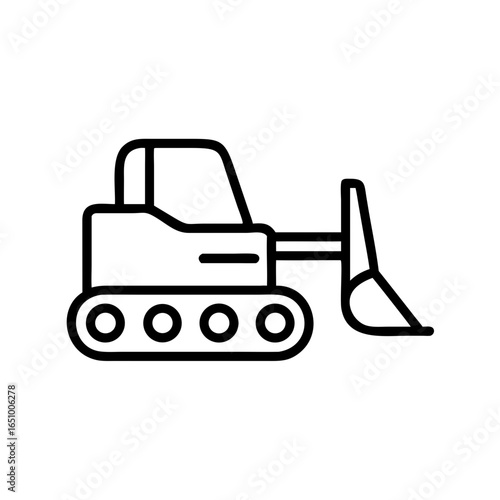 Outline of a construction bulldozer on white background  