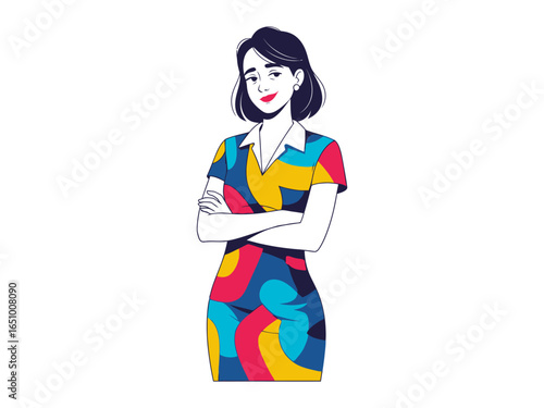 Confident Professional: A stylish woman stands tall, radiating an aura of professional poise. Her poised posture and serene expression reflect the strength and approachability.