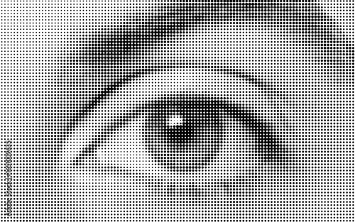Vector human eye illustration made by halftone patter.