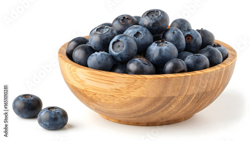 Wallpaper Mural Fresh blueberries in a wooden bowl on a white background Torontodigital.ca