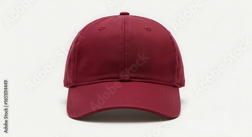 A plain, maroon baseball cap with a curved brim, presented against a clean white background, highlighting its simple design and color.