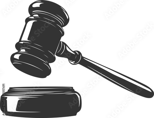 Gavel silhouette isolated on transparent background. Vector illustration