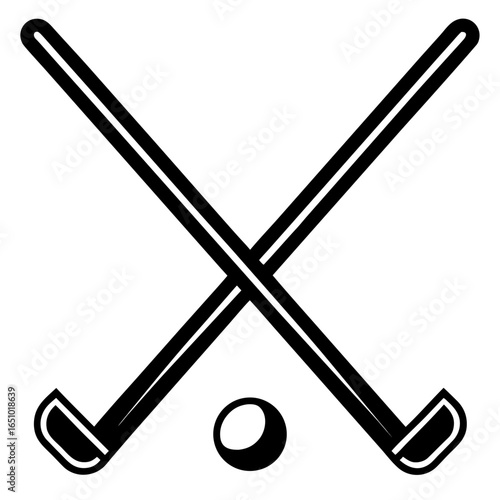 Crossed Field Hockey Sticks with Ball Vector Icon