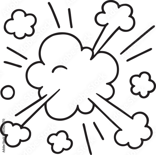 Comic book cloud explosion line art vector illustration