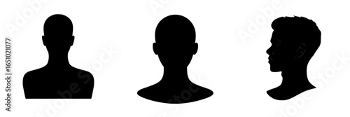 Diverse silhouettes showcasing different head profiles and body shapes in minimalist design
