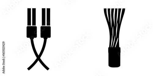 Comparison of two different types of electrical cables with distinct connectors and configurations