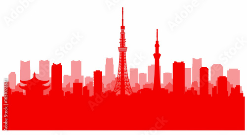 Vintage Washington DC Skyline Red Vector