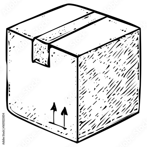 Shipping box parcel delivery icon hand-drawn vintage sketch vector