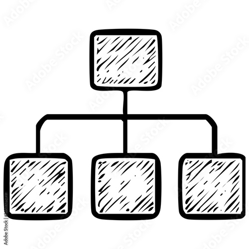 Organization hierarchy chart tree hand-drawn vintage sketch vector