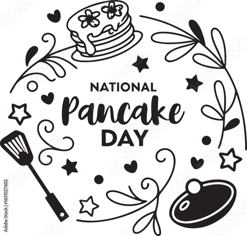 Festive National Pancake Day Celebration with Illustrations and Typography