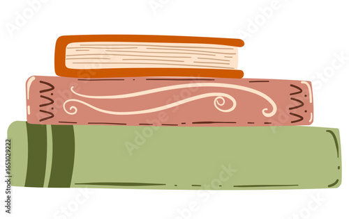 Stack of books. Flat vector illustration
