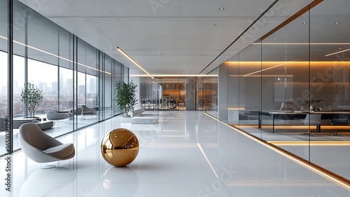 Style: Minimalism, modern architecture, stylish corporate office interiors