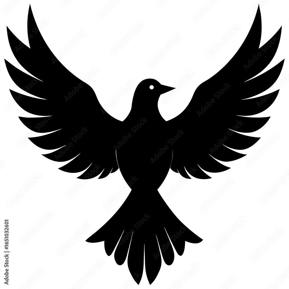 Obraz premium Bird wings spread vector silhouette 