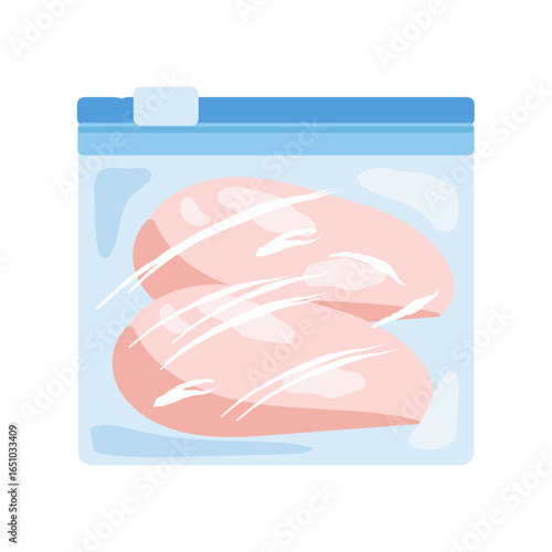 フリーザーバッグに入った鶏むね肉　イラスト