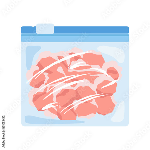 フリーザーバッグに入った豚こま肉　イラスト