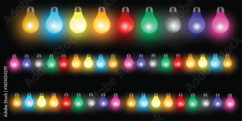 Beautiful colorful lamps on black background,lights