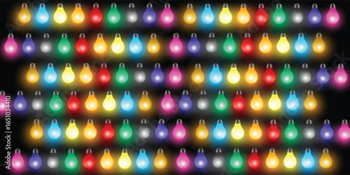 Beautiful colorful lamps on black background,lights