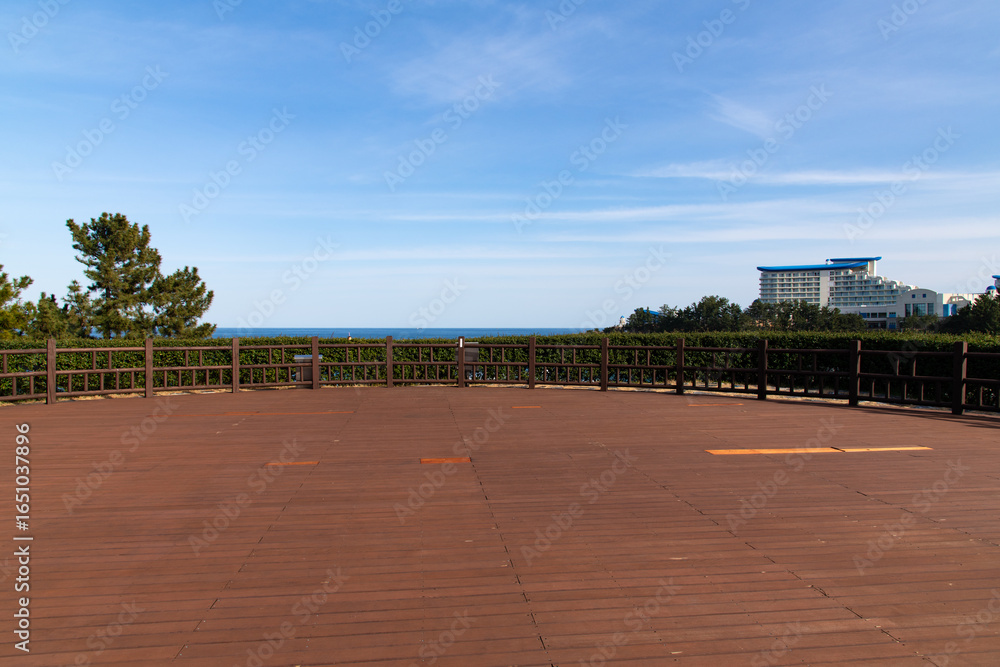 Fototapeta premium seaside park with the wooden observatory